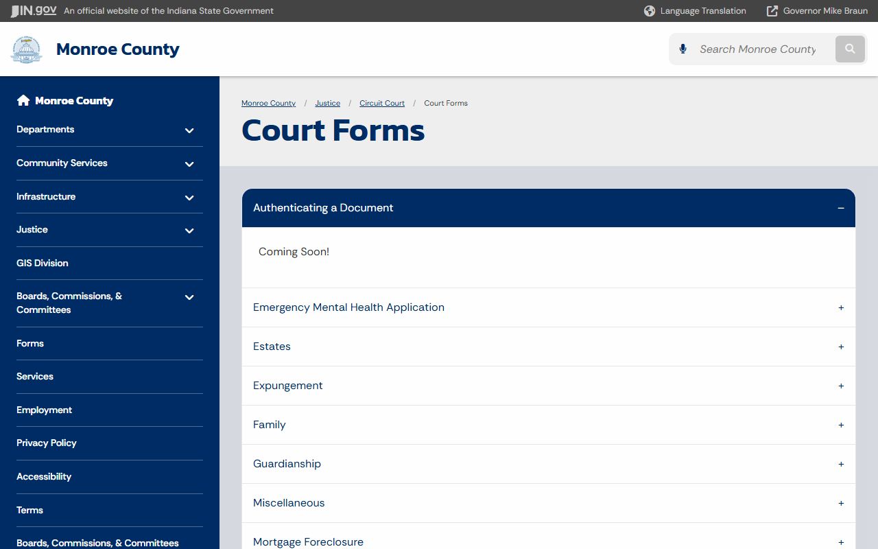 Monroe County Circuit Court records official court forms source