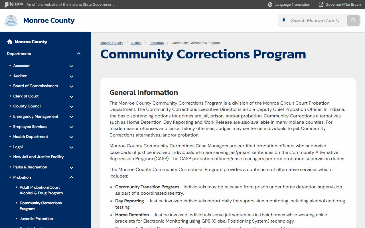 Monroe County arrest records and court charge community corrections source
