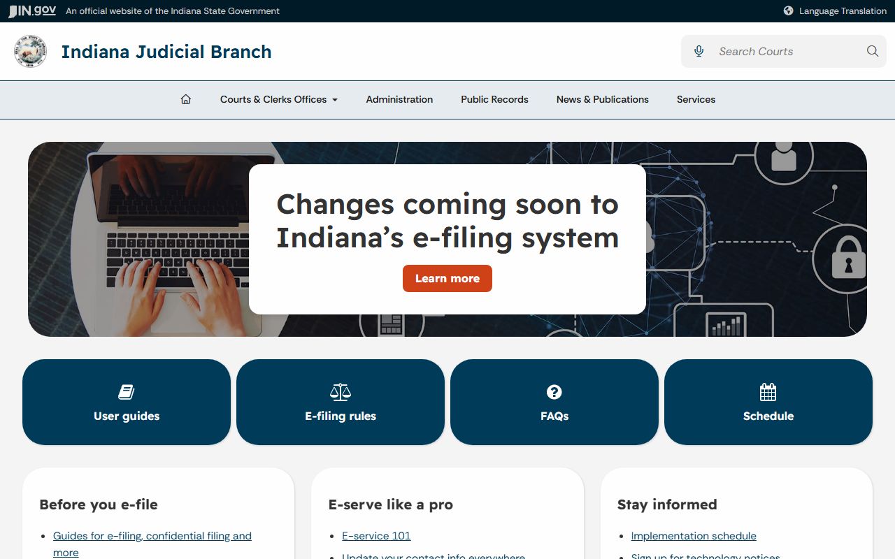 Monroe County court records Indiana e-filing information