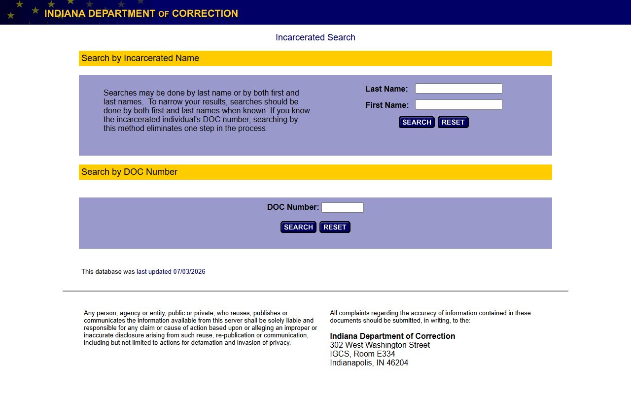 Monroe County criminal court records Indiana DOC offender search