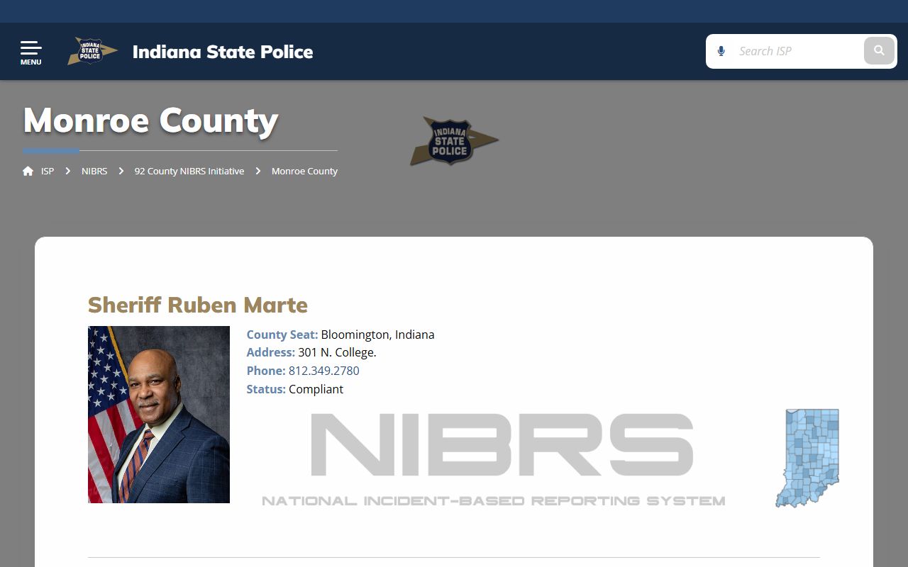 Monroe County criminal court records Indiana State Police NIBRS county information