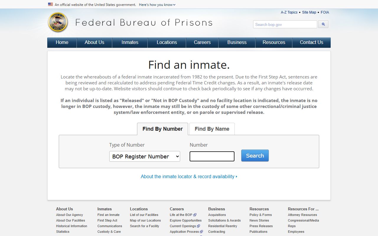 Monroe County inmate search federal Bureau of Prisons locator source