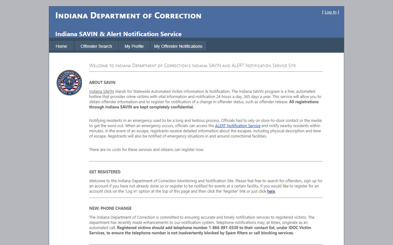 Monroe County inmate search Indiana SAVIN custody notification source