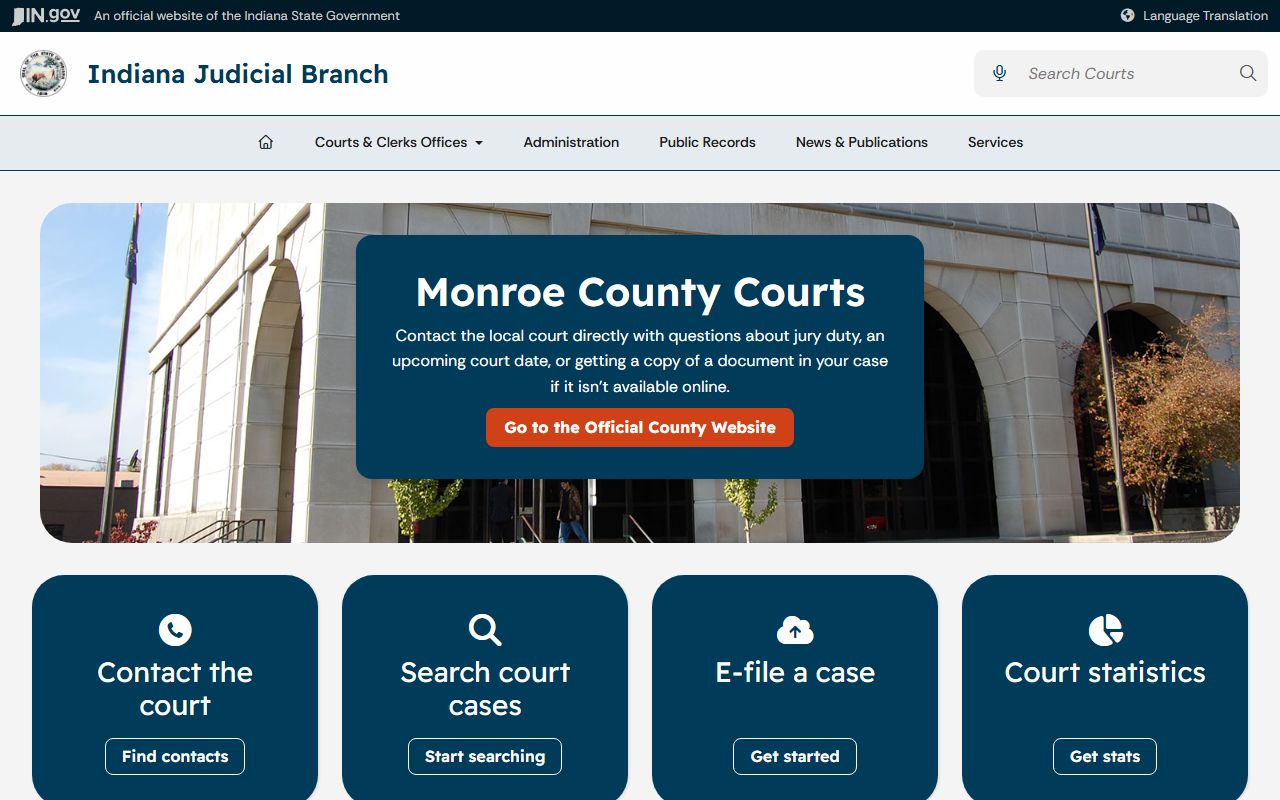 Monroe County court records Indiana courts local court page